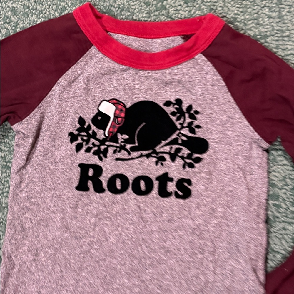 ROOTS 2T Raglan style long sleeve maroon - Picture 2 of 3